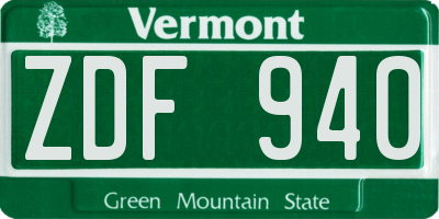 VT license plate ZDF940
