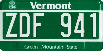 VT license plate ZDF941