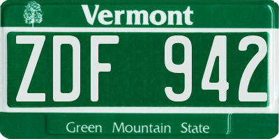 VT license plate ZDF942
