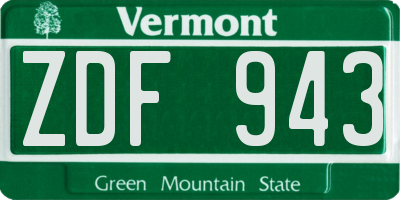 VT license plate ZDF943