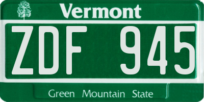 VT license plate ZDF945