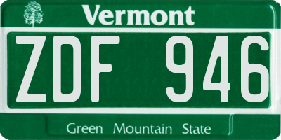 VT license plate ZDF946