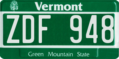 VT license plate ZDF948