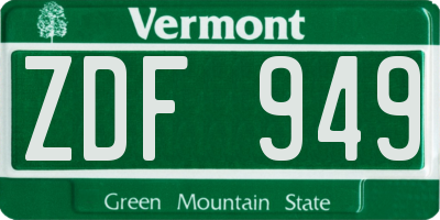 VT license plate ZDF949