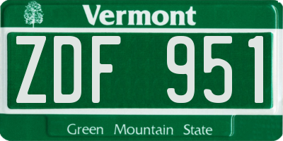 VT license plate ZDF951