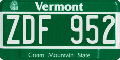 VT license plate ZDF952