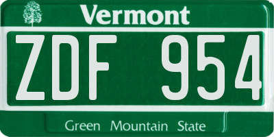 VT license plate ZDF954