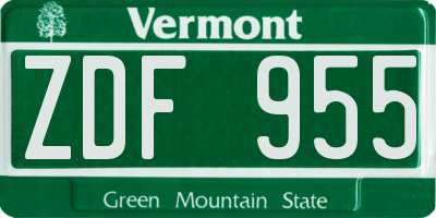 VT license plate ZDF955