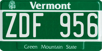 VT license plate ZDF956