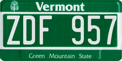 VT license plate ZDF957