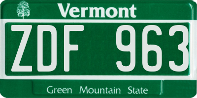 VT license plate ZDF963
