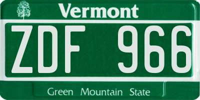 VT license plate ZDF966