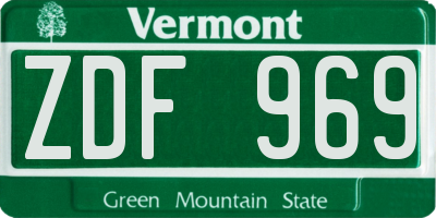 VT license plate ZDF969
