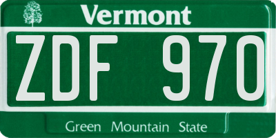 VT license plate ZDF970
