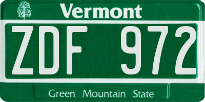 VT license plate ZDF972