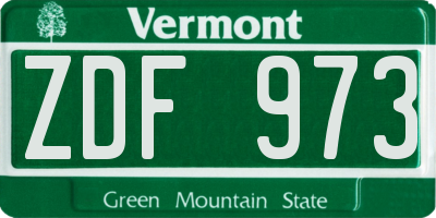 VT license plate ZDF973