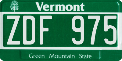 VT license plate ZDF975