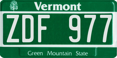 VT license plate ZDF977