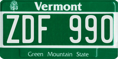 VT license plate ZDF990