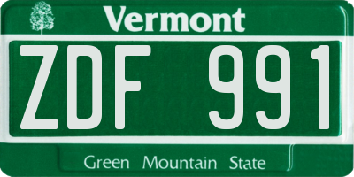 VT license plate ZDF991