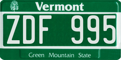 VT license plate ZDF995