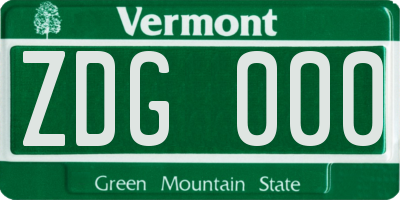 VT license plate ZDG000