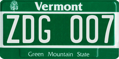 VT license plate ZDG007