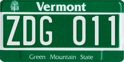 VT license plate ZDG011