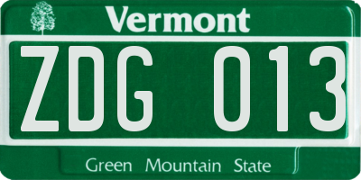 VT license plate ZDG013