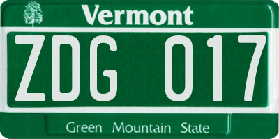 VT license plate ZDG017