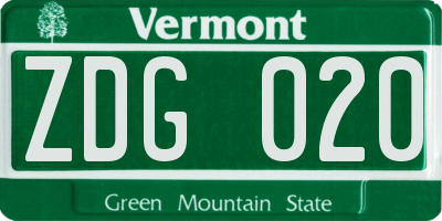 VT license plate ZDG020