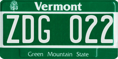 VT license plate ZDG022