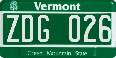 VT license plate ZDG026