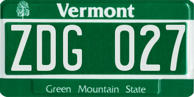 VT license plate ZDG027