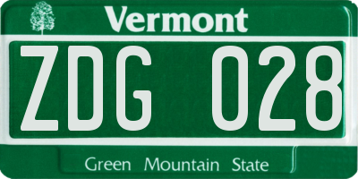 VT license plate ZDG028