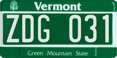 VT license plate ZDG031