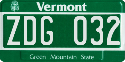 VT license plate ZDG032