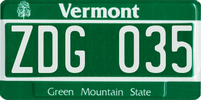 VT license plate ZDG035