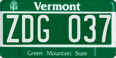 VT license plate ZDG037