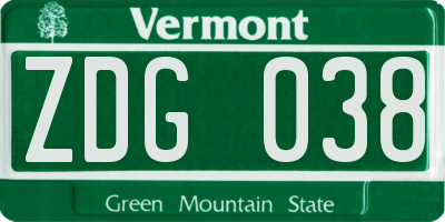 VT license plate ZDG038