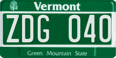 VT license plate ZDG040