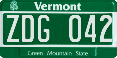 VT license plate ZDG042