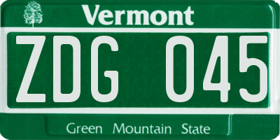VT license plate ZDG045