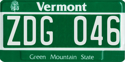 VT license plate ZDG046