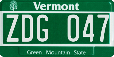 VT license plate ZDG047