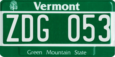 VT license plate ZDG053