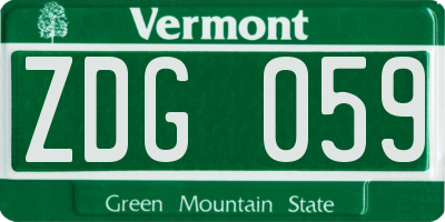 VT license plate ZDG059