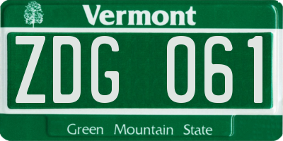 VT license plate ZDG061