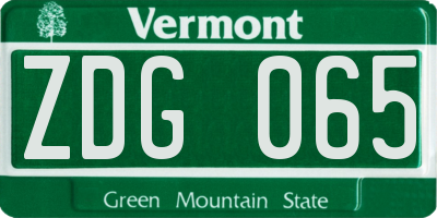 VT license plate ZDG065
