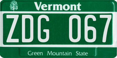 VT license plate ZDG067